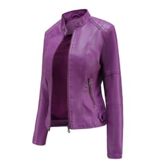 BLWOENS - Chaqueta tipo cuero mujer pu saco chaquetas para mujer-púrpura