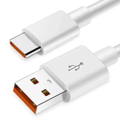 GENERICO - Cable De Carga Carga Ràpida Tipo C 6A para Xiaomi Naranja 1 Mt. Blanco