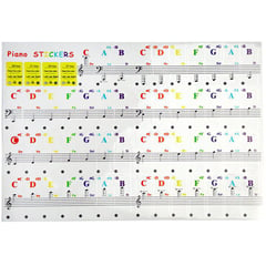 GENERICO - Pegatinas de teclado de piano pegatinas de notas de stave extraíbles de 88 teclas