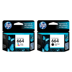 HP - KIT DE CARTUCHO DE TINTA 664 NEGRA / COLOR ORIGINAL