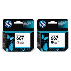 HP - KIT DE CARTUCHO DE TINTA 667 NEGRA / COLOR ORIGINAL