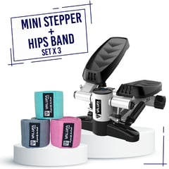 VALUFA - Mini stepper blanco + bandas elásticas premium Set x3