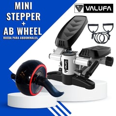 VALUFA - Mini stepper blanco regalo rueda para abdominales.