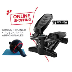 VALUFA - Mini stepper color negro regalo rueda para abdominales