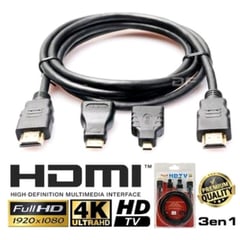 INTERLUD - Cable Hdmi 3 en 1 Adaptador Mini y Micro 1.5mt