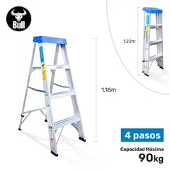 AMERICANBULL - ESCALERA ALUMINIO TIJERA SIMPLE ACCESO 4 PASOS 90KG 1.22m ATS90-4III AMERICAN BULL