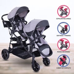 EBABY - Coche Cuna Mellicero »DUO PRANT» GRAY