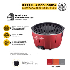 BBQ XPERT - Parrilla a Carbón Portátil Light Roja - Encendido en 4 minutos