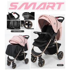 HAPPY BABY - Coche cuna Smart Gold rosado con Badeja