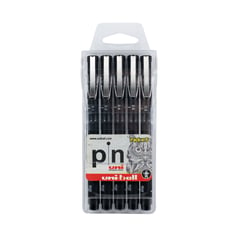 UNI BALL - Uni Pin Estilógrafo Punta Fina Pack x 5 - Negro