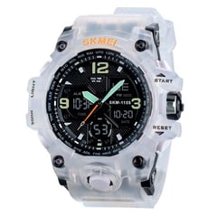 SKMEI - Reloj Ice 1155B Hibrido Multifunción Militar - Blanco