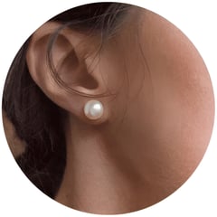 GENERICO - Arete perla del río original para mujer en plata 950 - 11 mm