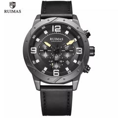 RUIMAS - Reloj Acero Negro y Cuero Negro RUI-4