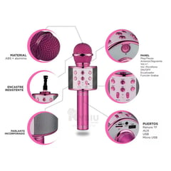 RYBIU IMPORT - Microfono Karaoke Bluetooth de Color Fucsia