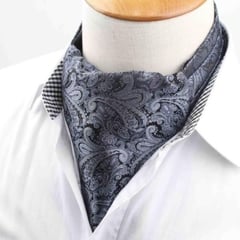 KAST PE - Bufanda Corbata Ascot Paisley Hombre Charles Seda - Gris Oscuro