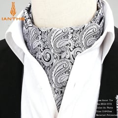 KAST PE - Bufanda hombre corbata Paisley Seda Charles - Gris plata con negro