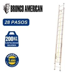 BRONCO AMERICAN - Escalera Aluminio Telescópica de 28 Pasos.