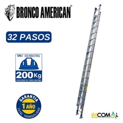 BRONCO AMERICAN - Escalera Aluminio Telescópica de 32 Pasos.