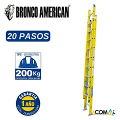 BRONCO AMERICAN - Escalera Fibra de Vidrio Telescópica de 20 Pasos.