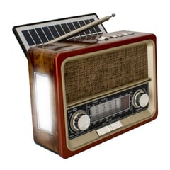 GENERICO - Parlante Bluetooth Radio con Panel Solar y Linterna - Marron