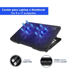 SEISA - Cooler 2 Ventiladores Soporte de Enfriamiento de Laptop o Notebook 17"