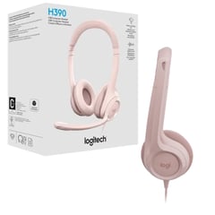 LOGITECH - Audífono cmicrof H390 USB Cancelación de Ruido Rosa