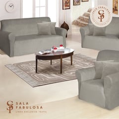 IMPORTADO - Funda de mueble terciopelo 3-2-1 Gris Sala fabulosa