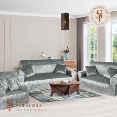 IMPORTADO - Funda de mueble terciopelo Shiny 3-2-1 Gris Sala fabulosa