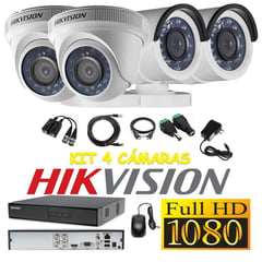 HIKVISION - Kit 4 Cámaras Seguridad FULLHD