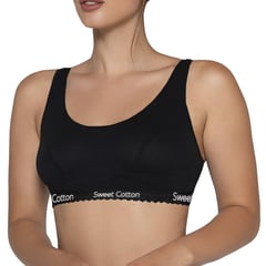 SWEET COTTON - Top Deportivo de Algodón Negro