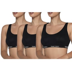 SWEET COTTON - Pack x3 Top Deportivo de Algodón Negro