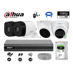 DAHUA - CÁMARAS SEGURIDAD KIT 4 FULL HD 2TB 1 CÁMARA CON AUDIO COMPLETO