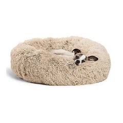 GENERICO - Cama Donut para Mascota Perro y Gato - Beige Talla S