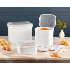 VIP AHMET - Set de Recipientes o Contenedores para Alimentos Color Blanco con cucharas