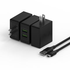 VEX - Cargador de Pared 2 puertos USB 3.1 con Cable Micro - Negro