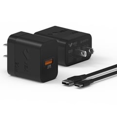 VEX - Cargador de Pared 20W USB QC 3.0 Carga Rápida - Cable Tipo C - Negro