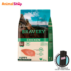 BRAVERY - Comida De Perro Cachorro Raza Grande Pollo 12 Kg