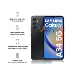 SAMSUNG - Smartphone 66 Galaxy A34 5G 6GB 128GB SM-A346M - Negro