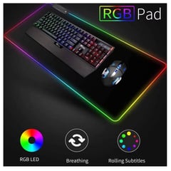 OEM - MousePad Gamer RGB Led Premium 80x30x04 - Color Negro Sin Logos