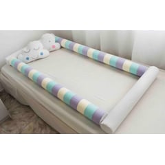 GENERICO - Bumpers Tubulares cama cuna Montessori 1.5 plazas - Tricolor