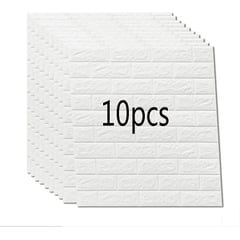 OEM - Papel Tapiz Autoadhesivo Decoración 3D Ladrillo Blanco 10 Pcs