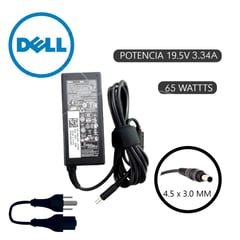 DELL - Cargador Compatible Punta Delgada 65W 19.5V 3.34A 4.5x3.0mm