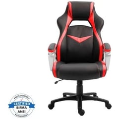 FURSYS - SILLA GAMER FLASH BRAZOS FIJOS BASE NYLON NEGRA Y ROJO