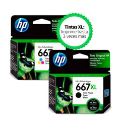 HP - Kit cartucho 667XL negro 3YM81AL Y tricolor 3YM80AL