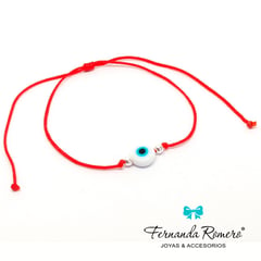 FERNANDA ROMERO JOYAS Y ACCESORIOS - Pulsera Protectora Ojo Turco Blanco - Paz y Bondad con Plata