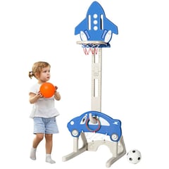 RESCUE - Juego para Niños Deportes 3 en 1 Baloncesto, Futbol y Aros