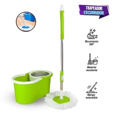 TEKHOME IMPORTACIONES - Trapeador con Balde Escurridor Giratorio Automático Verde