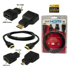 GENERICO - Cable Hdmi 3 En 1 Con Adaptador Mini Y Micro Hdmi 1.5 Metros