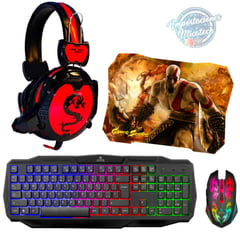 ENKORE - Kit gamer 4 en 1: Audífono Halion + Teclado + Mouse + Pad