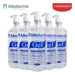 ALKOFARMA - Alcohol en gel 70° 1 litro ALKOFARMA. Pack 5 unidades